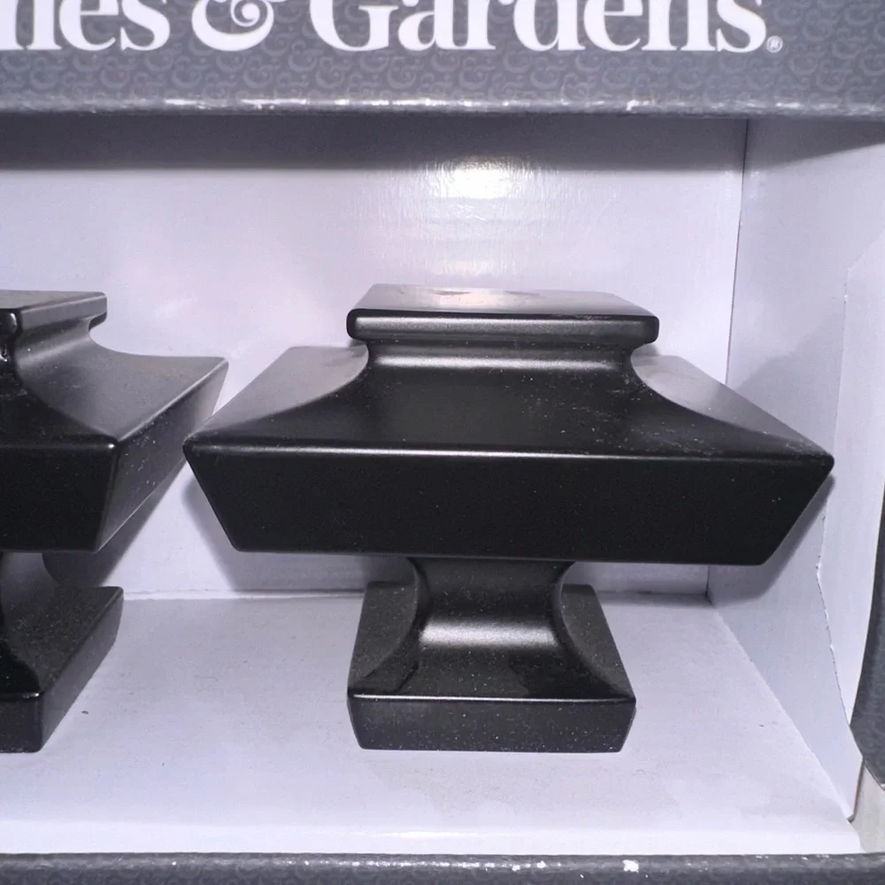 Better Homes & Gardens Square Finial Set for Curtain Rod Matte Black Finish